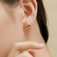 Aetolia Anti Tarnish Super Hot Sale Romantic MAMA Series "LOVE" Sign With Red Heart Shape Zircon Silver Earrings for Mother's Day