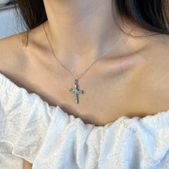 Aetolia Baguette Stone Adjustable custom logo Hip Hop pendant wholesale faith women 925 silver jesus cross fashion necklace