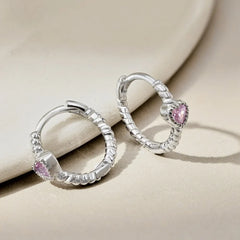 Aetolia Vintage Minimal Jewelry Cz Zirconia Diamond Heart Hoop Pure Bulk Wholesale Twist Sterling Silver Earrings For Women