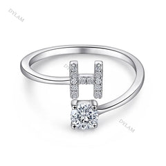Aetolia Custom Adjustable Finger Fine Jewelry luxury 925 Sterling Silver Engagement Ring Set Letter Initial Wedding Rings Women