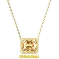 Aetolia High Quality Cubic Zirconia Necklace Sterling Silver 925 Chain Yellow Color Zircon Pendant Necklaces for Christmas Gift