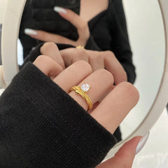 Aetolia Specially Design Fine Jewelry 925 Sterling Silver 18K Gold Multi Layer Twist 5A Zirconia Diamond Promise Rings jewelry women