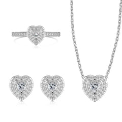 Aetolia Sparkling S925 Silver Chain Diamond Pendant Necklace Cz Zirconia Love Pink Heart Necklaces For Women Bridal Jewelry Set