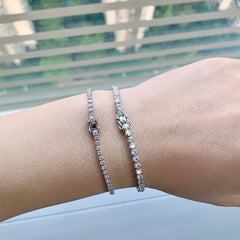 Aetolia 925 Popular Unisex Weeding Series Minimalist Stackable Twinkle Zircons Engraved Box Chain Sterling Silver Bracelets