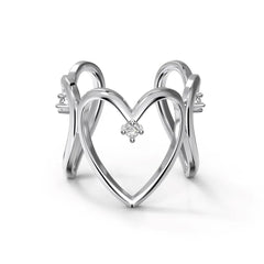 Aetolia Big Love Cz Zirconia Ring S925 Sterling Silver 18K Gold Plated Jewelry Adjustable Open Hollow Heart Rings For Women