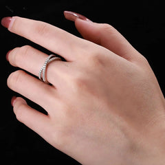 Aetolia Fashion Solid Ring for Women Cross X Shape Exquisite Party Cocktail Ring Zirconia Micro Paved Silver Jewelry women