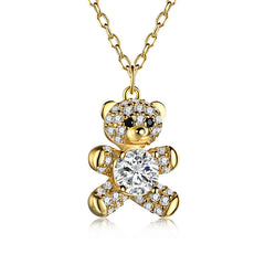 Aetolia Fashion 18K Gold New Design Cute Bear Animal Pendant collar de plata Wholesale Silver Jewelry Necklace Design For Children