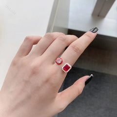 Aetolia Trendy Enamel Colorful Jewelry Bling Cz Cubic Zirconia 925 Sterling Silver Ring Design Open Adjustable Rings For Girls Women