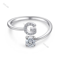 Aetolia Custom Adjustable Finger Fine Jewelry luxury 925 Sterling Silver Engagement Ring Set Letter Initial Wedding Rings Women