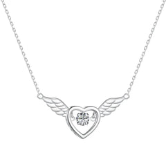 Aetolia Dropshipping 925 Sterling Silver Cubic Zircon Heart Pendant Necklace Wings Chainnecklaces For Women Birthday Gift Jewelry