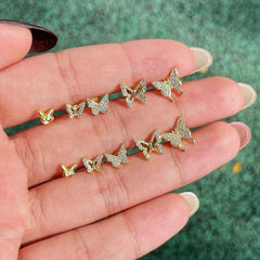 Aetolia Wholesale Minimalist Hypoallergenic Ohrringe 18K Gold Plated Earrings Zirconia Jewelry Butterfly Studs Earring for Women