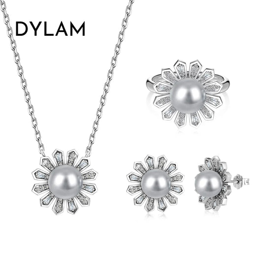 Aetolia Accessories Sets Jewelry Shell Pearl Pendant Necklaces Cz Zirconia Stud Earrings 925 Sterling Silver Rings Jewelry Sets