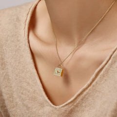 Aetolia Mother'S Day Gift Lovely Pretty 18K Gold Plated Blue Pink Stone Necklace Cz Zirconia Small Locket Bag Necklaces For Women