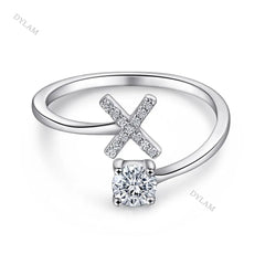 Aetolia Custom Adjustable Finger Fine Jewelry luxury 925 Sterling Silver Engagement Ring Set Letter Initial Wedding Rings Women