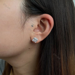 Aetolia 8mm 4 claws square stud earring 5AAAAA CZ cubic zirconia engagement women jewellery wedding 925 sterling silver earrings