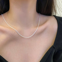 Aetolia 925 Sterling Silver Necklace Round Cut 5A Cubic Zircon Diamond Tennis Chain For Women Men Tennis Chain Necklaces