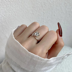 Aetolia Minimalist Luxury Fine Jewelry S925 Sterling Silver Ring Flower Shape Ladies Bride Engagement Wedding Rings For Women