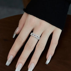 Aetolia Drop Shipping Manufacture High Quality 925 Sterling Silver Ring Cubic Zirconia Diamond Cuban Wedding Rings For Women