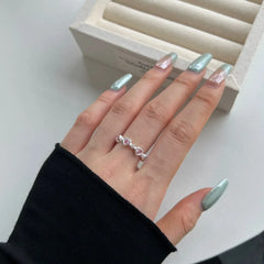 Aetolia Sweetie Cool Stylish Jewelry Cute Pink Zircon Finger Rings For Women Girls Pink Heart Shape S925 Sterling Silver Open Ring