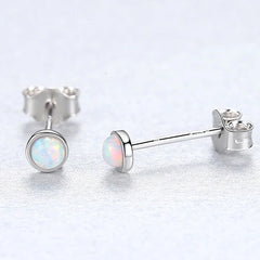 Aetolia Sterling Silver with no minimum jewelry Design White Blue Opal Stud Earrings for Girls Dylam jewelry