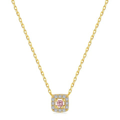 Aetolia Brand New Pink Color Cubic Zircon Dainty Necklaces Sterling Silver 925 Stone Pendant Necklace for Women