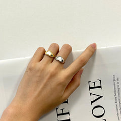 Aetolia adjustable Aetolia S925 silver trendy Stackable chunky finger anillo heart shell I love you rings jewelry gift for girls