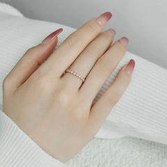 Aetolia 925 Sterling Silver Romantic Wedding Band For Women Cz Cubic Zirconia Full Eternity Stackable 18K Rose Gold Ring For Girl Gift