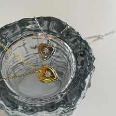 Aetolia New Arrival Rhodium Gold Plated Adjustable Cubic Zircon Dangle Chain Necklaces Sterling Silver 925 Heart Pendant Necklace