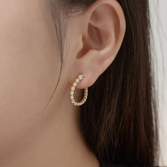 Aetolia Factory Directly 18K Gold Plated Aretes De Mujer S925 Sterling Silver Stud Earring Cz Hollow Hoop Earrings For Women