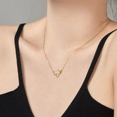 Aetolia Bee Necklace Jewelry Cubic Zirconia Charm Honey Bee 18K Gold Plated S925 Sterling Silver Pendant Necklaces For Women