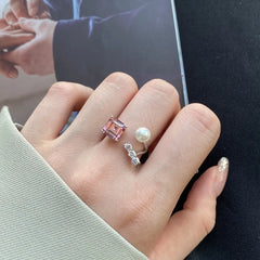 Aetolia Custom 925 Sterling Sliver Irregular Ring For Women Cubic Zirconia Shell Pearl Rings Statement Elegant Adjustable Open Jewelry