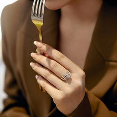 Aetolia Stacked Ladies Eternity Wedding Custom Cubic Zirconia Baguette 925 Sterling Engagement Couple Silver Rings Jewelry Women