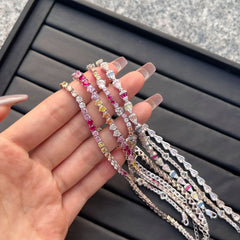 Aetolia Iced Out Square Rainbow Mixed Cuts Pink Stone Tennis Bracelet For Women Men 925 Sterling Silver 5A Cz Diamond Bracelets