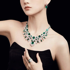 Aetolia Emerald S925 Sterling Silver Custom Cz Cubic Zirconia Stone Tennis Necklace Designs Big Diamond Necklaces For Women Bride Gift