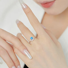 Aetolia Fine Jewelry Women S925 Sterling Silver Blue Opal Ring Diamond Heart Shape Minimalist 5A Cz Cubic Zirconia Rings For Women