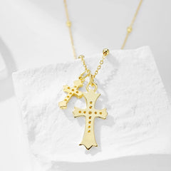 Aetolia Designer Personality Cubic Zircon Jewelry 925 Silver Cross Pendant Necklace 18K Gold Plated Cuban Chain Hip-Hop Necklace For Men