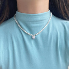 Aetolia Luxury Bohemian Baroque Choker S925 Silver Cz Pink Emerald Necklace Fresh Water Pearl Bead Necklaces Zirconia Pendant Jewelry