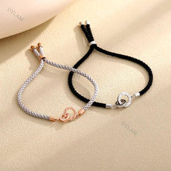 Aetolia Paracord Bracelet Led Charms For Bracelets Women Jewelry Men Leather Adjustable 925 Silver Heart Fashion Lovers Couple
