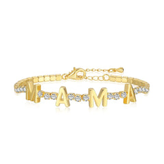 Aetolia Custom Designer 18K Gold Plated Love Mama Bracelet Jewelry Tennis Bracelets Bangles For Women Mother'S Day Gift Adjustable