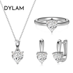 Aetolia Anniversary Engagement Party S925 Silver Bijoux Love Heart Zircon Pendants For Women Necklaces Earrings Rings Jewelry Sets