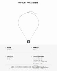 Aetolia Trendy Statement Black Cz Cubic Zirconia Square Necklace Elegant Sterling Silver 925 Women Zircon Necklaces Jewelry Set