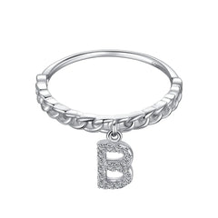 Aetolia Fashion Jewelry Trend Wholesale Ring Party Gift S925 Sterling Silver Stackable Initial Letter A-Z Rings For Women Daily Wear
