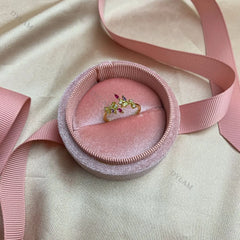 Aetolia New Arrival Christmas Collection Open Ring Leaves Colorful CZ Stone Small Zircon Resizable Open Ring For Women Gift