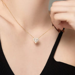 Aetolia Fine Jewelry Hypoallergenic 18K Gold Plated Heart Necklace 925 Silver Pink Zirconia Necklaces For Women Daughter Wife Gift