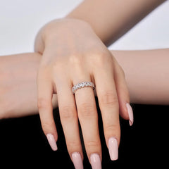 Aetolia New Arrival Aetolia S925 Sterling Silver Stacking Eternity Oval Cut Ring Crystal Cz Diamond Engagement Rings For Women