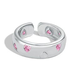 Aetolia Custom Heart Geometric Wave Shape 925 Sterling Silver Ring Irregular Colored Zircon Rings Open Adjustable Ring For Women