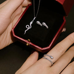 Aetolia Vintage Snake Sterling Silver 925 Rings Jewelry Set Personalized Emerald Cubic Zirconia Snake Earrings Necklaces Rings For Women