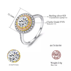 Aetolia 925 Sterling Silver 18K Gold Plated Round Pink Halo Engagement Wedding Ring SR20082220
