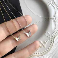 Aetolia Hot sell Korea Necklace Dainty Women's 18K Lightweight Butterfly Sterling Silver Mini Shell Butterfly Necklace