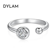 Aetolia Best Selling Trendy 925 Sterling Silver Ring Round Diamond Cz Cubic Zirconia Adjustable Open Rings For Women